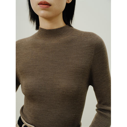 Heydress半高领羊毛针织衫女秋季无缝一体打底衫修身显瘦内搭上衣 商品图3