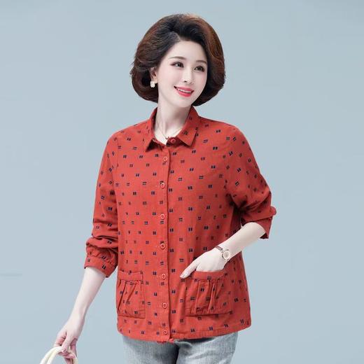 A608中老年女士衬衫长袖纯棉上衣50岁衬衣洋气减龄妈妈薄款外套春秋装 商品图4