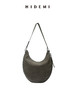 HIDEMI 【辛芷蕾同款】进口磨砂荔枝牛皮经典半月形可调节肩带式马蹄包 做旧黑/雾霾灰/卡其色 商品缩略图13