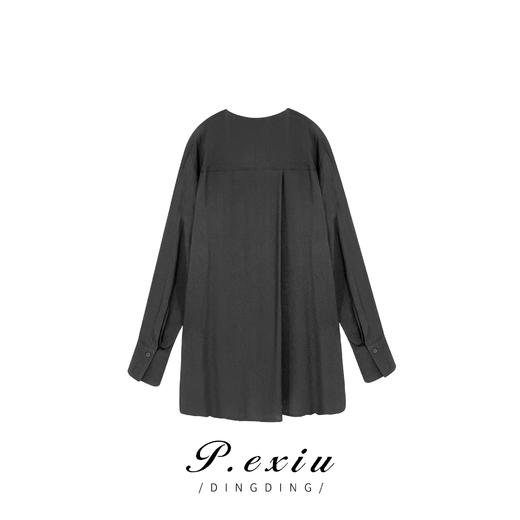 PanYiXiu/潘依绣100%人丝设计感显瘦不规则V领暗纹衬衫 A1223 商品图1