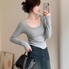 【买一送一】纯色U领收腰显瘦百搭时尚打底衫FS-64 商品缩略图3