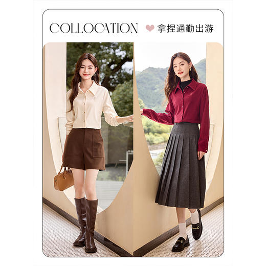 【年终特卖】熙世界复古休闲灯芯绒衬衫女秋冬2025年新款磨毛加厚长袖衬衣上衣 商品图4