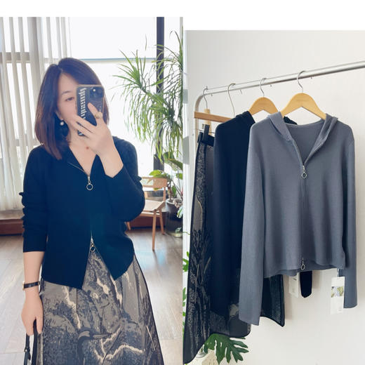 【必入单品】噢蜜ooomeooo戴帽双拉链羊毛开衫“显瘦十斤” 商品图0