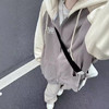 秋冬季【情侣拉链开衫外套】杏灰色拼接插肩袖连帽卫衣外套女外穿 商品缩略图0