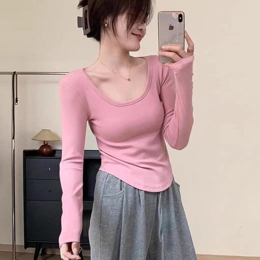 【买一送一】纯色U领收腰显瘦百搭时尚打底衫FS-64 商品图5