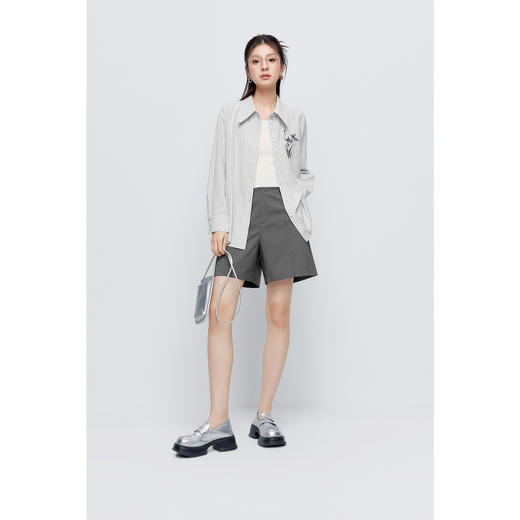 【积分换购不退货】【特惠不退货】诗凡黎条纹翻领衬衫2024夏新款衬衣女3F4320961 商品图1