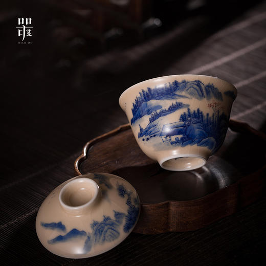 问鼎器度汝窑鹅黄青花玉潭盖碗（望春风）（前程似锦）（云屏碧嶂）（缺货） 商品图4