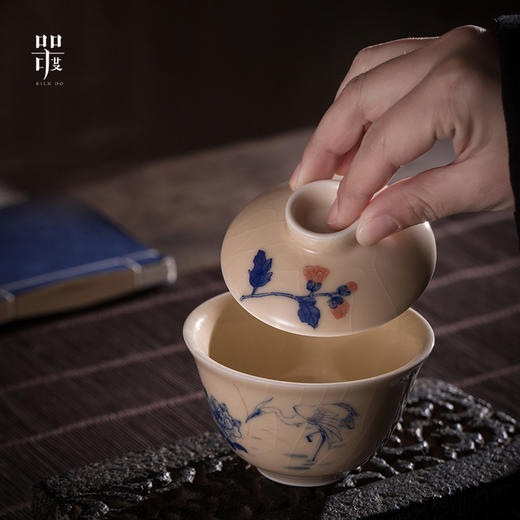 问鼎器度汝窑鹅黄青花玉潭盖碗（望春风）（前程似锦）（云屏碧嶂）（缺货） 商品图3