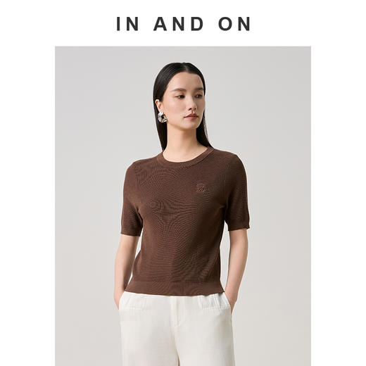 IN AND ON 夏风弥尔 100%莱赛尔刺绣针织上衣54528 商品图1