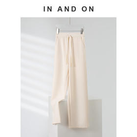 IN AND ON 慕斯 柔润针织松紧腰阔腿裤