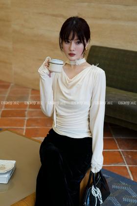 【门店同款】ENJOY秋季时光回廊飘带一字肩两穿上衣 159142887