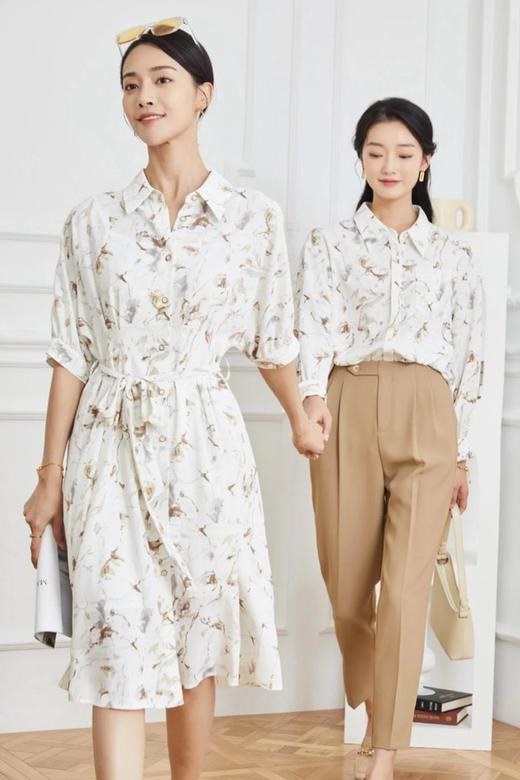Le Malene 气质印花衬衫式腰带连衣裙 16800 商品图0