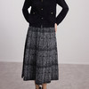 【黑白灰羊毛百褶半裙】24年秋季新品女士100%羊毛时尚百褶A字裙 商品缩略图1