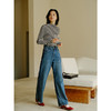 Heydress复古撞色牛仔裤女秋季高腰显瘦阔腿裤百搭通勤直筒裤子 商品缩略图2