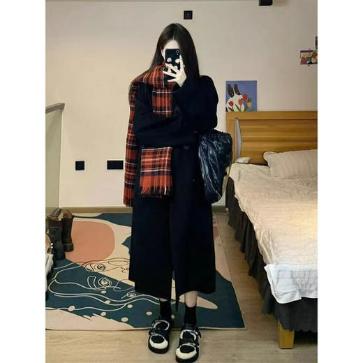 【毛呢大衣女中长款】春秋新款 赫本风气质小个子宽松韩系呢子外套  商品图7