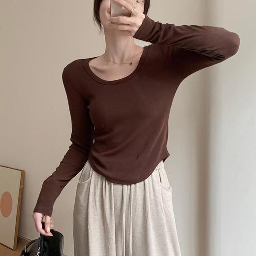 【买一送一】纯色U领收腰显瘦百搭时尚打底衫FS-64 商品图0