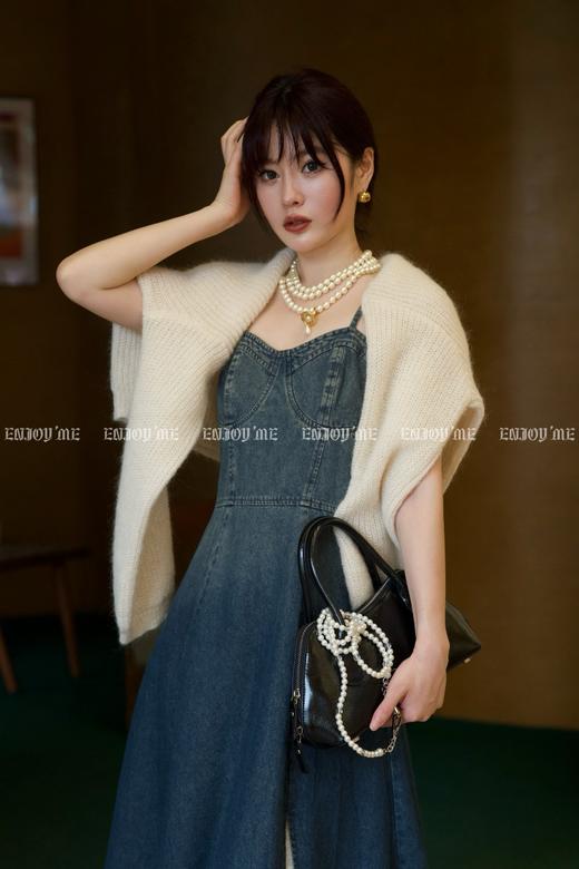 【门店同款】ENJOY秋季时光回廊下摆不规则拼蕾丝吊带裙 159211395 商品图7