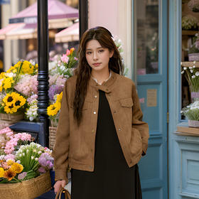 9/4奢姿大码女装2024秋冬复古皮绒小立领胖妹妹时尚百搭简约休闲外套9944326943