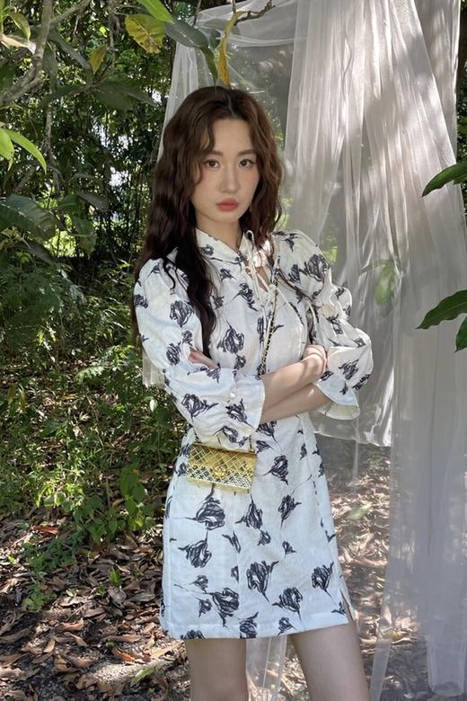 L.Fleuri 新中式立领系带碎花连衣裙 16946 商品图0