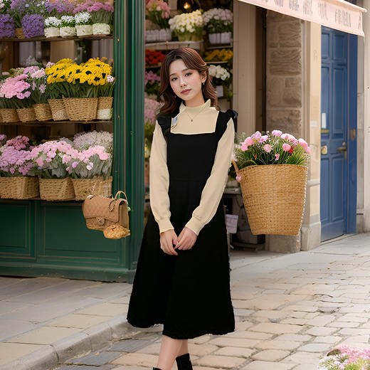 9/4奢姿大码女装2024秋季木耳边拼接假两件针织裙子胖妹妹时尚连衣裙9743891217 商品图2