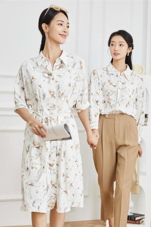 Le Malene 气质印花衬衫式腰带连衣裙 16800 商品图3