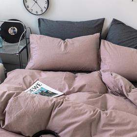 A类母婴级色织水洗棉纯色全棉四件套民宿纯棉床单被套三件套