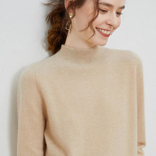 BANHUI板绘-XK101半高领羊毛衫 | 柔软舒适 吸湿透气  滑糯顺垂 简约时尚 商品图2