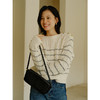Heydress金属扣条纹针织衫女秋季一字领肌理感复古慵懒宽松上衣 商品缩略图0