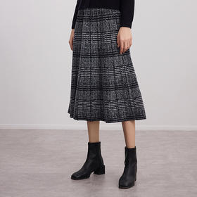 【黑白灰羊毛百褶半裙】24年秋季新品女士100%羊毛时尚百褶A字裙