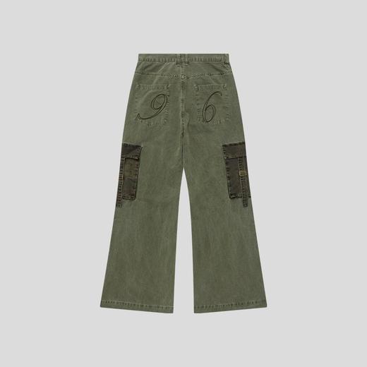 GOODBAI 916 slogan印花迷彩拼接直筒休闲裤 商品图2