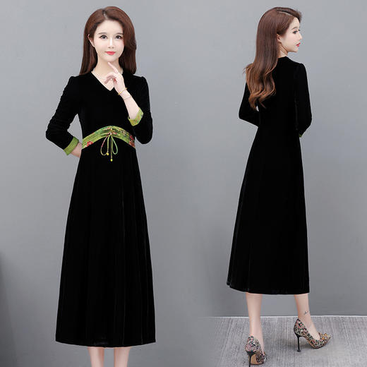 时尚气质，中式高腰连衣裙QYM- YM-24SD59-Y 商品图2