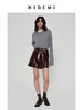 HIDEMI 进口激光涂层裂纹感羊皮极简显瘦a字短裙半裙皮裙 商品缩略图3