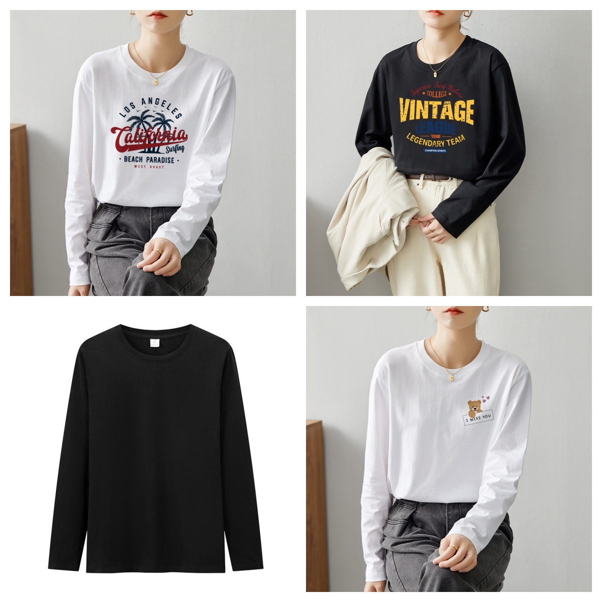 （小眠专属）福利款 59任选2件 拍1不发货 【36色纯棉情侣纯色印花T】正肩长袖，宽松百搭，100%新疆棉