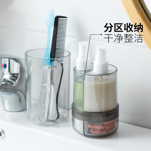 【旅行不将就！用自己的才放心】旅行多功能便携洗漱杯牙刷杯漱口杯带药盒分格洗发水沐浴露分装瓶，透明瓶身 液体多少一目了然。ry 商品图3