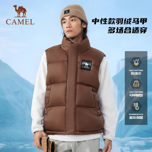 【抗静电防钻绒】骆驼户外羽绒服2025秋冬季新款男女高蓬羽绒马甲 A34CA6B751 商品图2