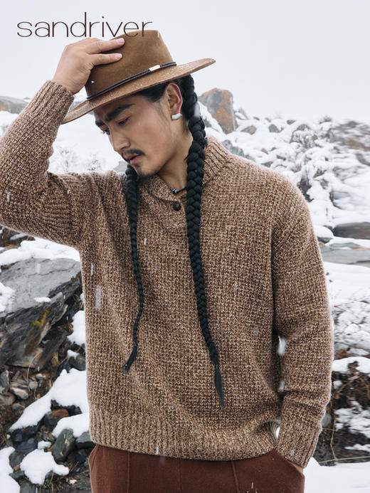 西藏羊绒青果领男女同款套衫SJF96M321N 商品图3