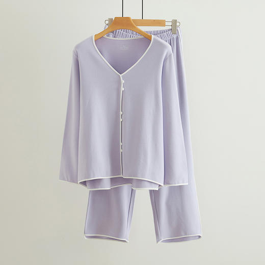 女牙签条撞色包扣家居服睡衣套装 A09702 商品图5