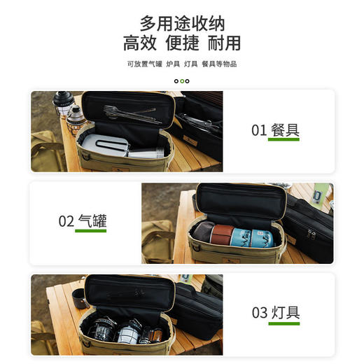 户外野炊餐具收纳包 露营烧烤炊具气罐手提防撞收纳袋便携防水耐脏 商品图3