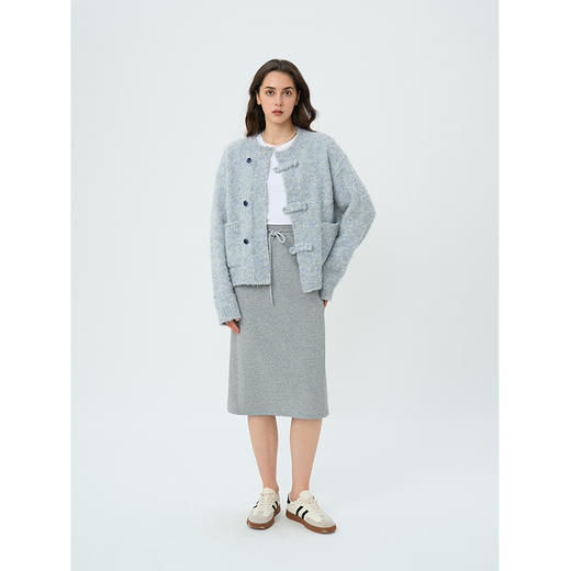 Heydress新中式盘扣针织开衫女秋冬圆领宽松毛衣复古慵懒软糯上衣 商品图1