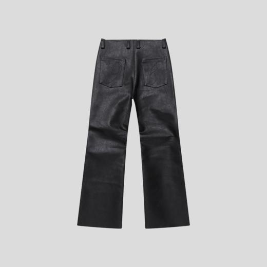 GOODBAI 916 刺绣拼接撞色串珠拉链直筒仿皮休闲裤 商品图2