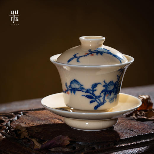 问鼎器度汝窑鹅黄青花云霄盖碗（钟灵）（寿桃春）（空谷幽兰）（步步高升）（缺货） 商品图0