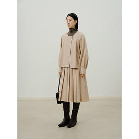 HeyDress宽门襟衬衫女秋季宽松显瘦衬衣百褶裙套装慵懒长袖上衣