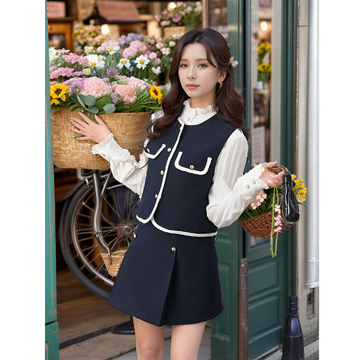 9/4奢姿大码女装2024秋季气质木耳领小香风两件套胖妹妹时尚简约套装9943926945 商品图1