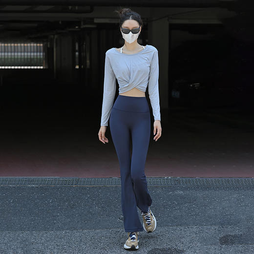 Beemen瑜伽服女上衣速干两面可穿运动长袖普拉提健身服 商品图4