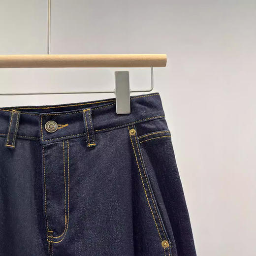 禾家活性染直筒阔腿裤2024秋季新品高腰显瘦高棉微弹牛仔裤C44108 商品图1