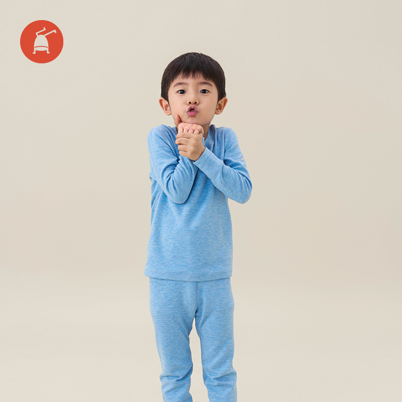 小番薯potatokids 简物内衣套装儿童秋冬款内搭打底保暖套装PA26150101