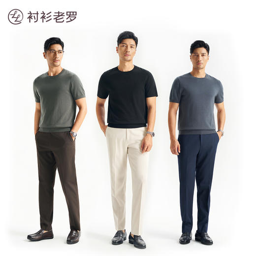 【轻织系列】绵羊毛针织螺纹短袖T恤247X0P722S 商品图2