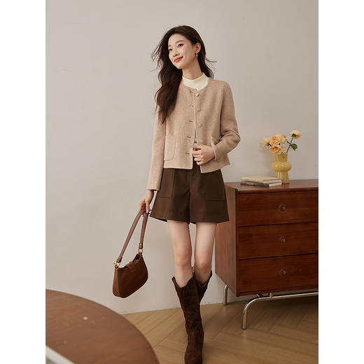 【周四狂欢价】熙世界双面德绒半高领打底衫套头秋冬显瘦修身洋气内搭T恤上衣 商品图4