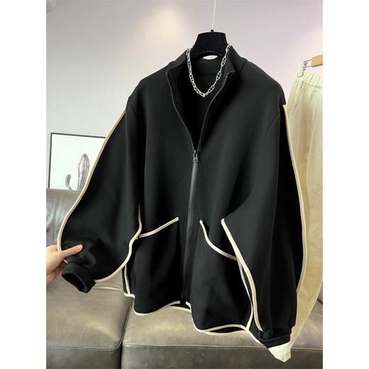 胖mm大码女装开衫时尚夹克外套女欧货设计遮肚显瘦立领卫衣250斤 商品图0