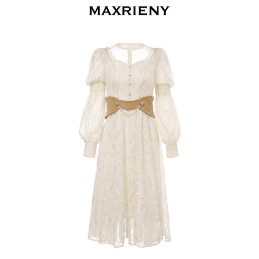 MAXRIENY重工蕾丝长裙女秋季长袖提花连衣裙宫廷浮雕裙气质优雅(货号:MC8332380081DR1) 商品图4